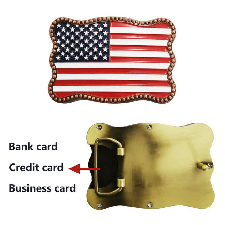 Cinturón de cuero con hebilla para billetera con diseño creativo de bandera estadounidense para hombre