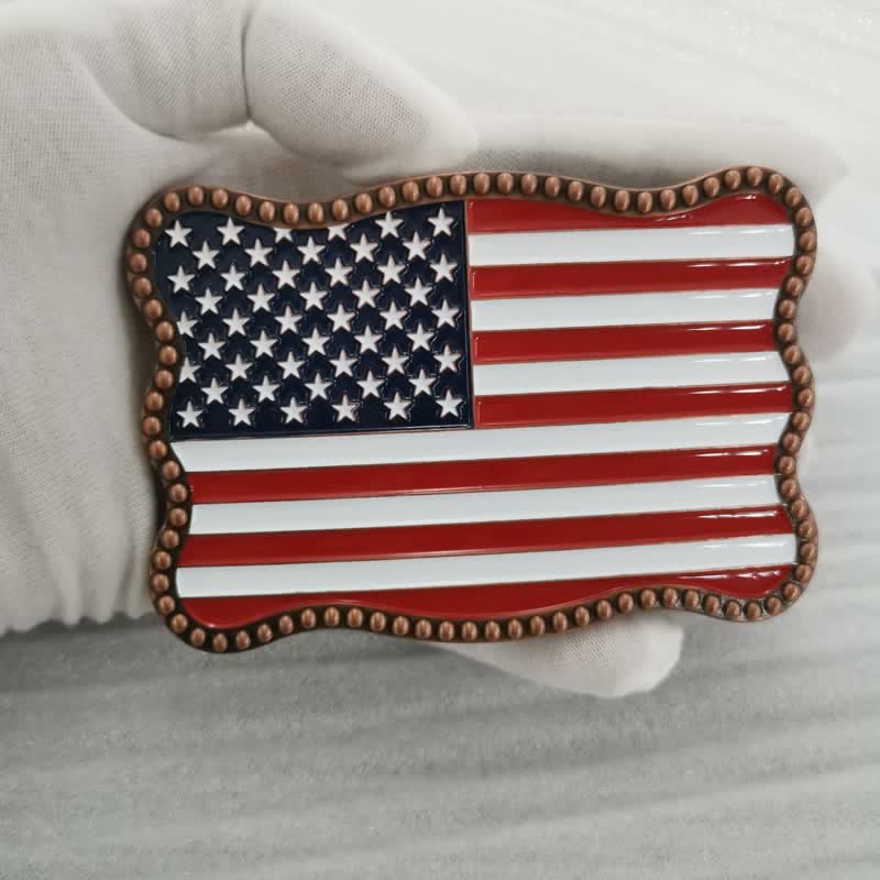 Cinturón de cuero con hebilla para billetera con diseño creativo de bandera estadounidense para hombre