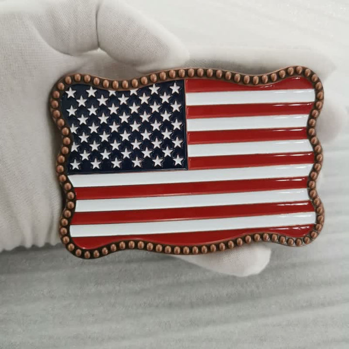 Cinturón de cuero con hebilla para billetera con diseño creativo de bandera estadounidense para hombre