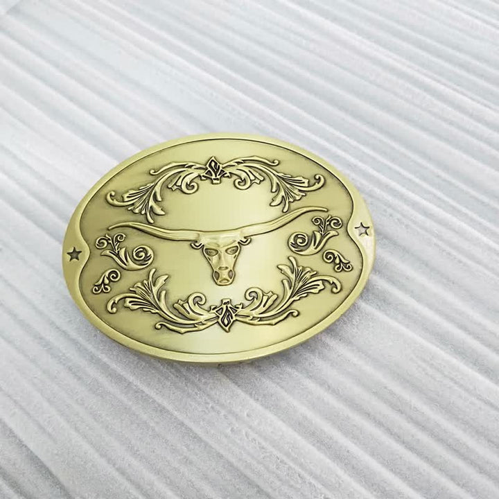 Cinturón de cuero con hebilla para hombre, con diseño creativo de toro Longhorn, para sujetar cerveza