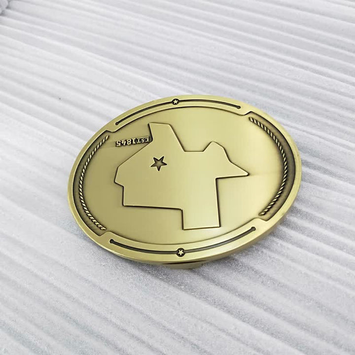 Cinturón de cuero con hebilla para hombre con diseño creativo de mapa del estado de Texas