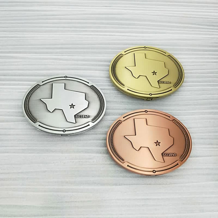 Cinturón de cuero con hebilla para hombre con diseño creativo de mapa del estado de Texas