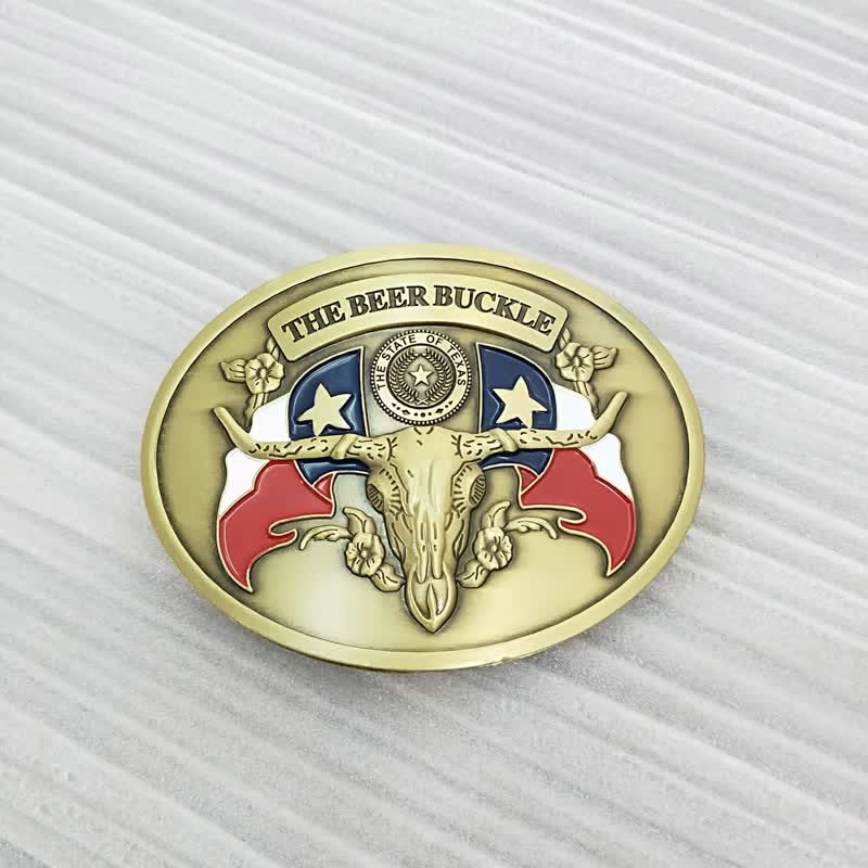 Cinturón de cuero con hebilla para hombre, con diseño creativo de toro del salvaje oeste, para llevar cerveza