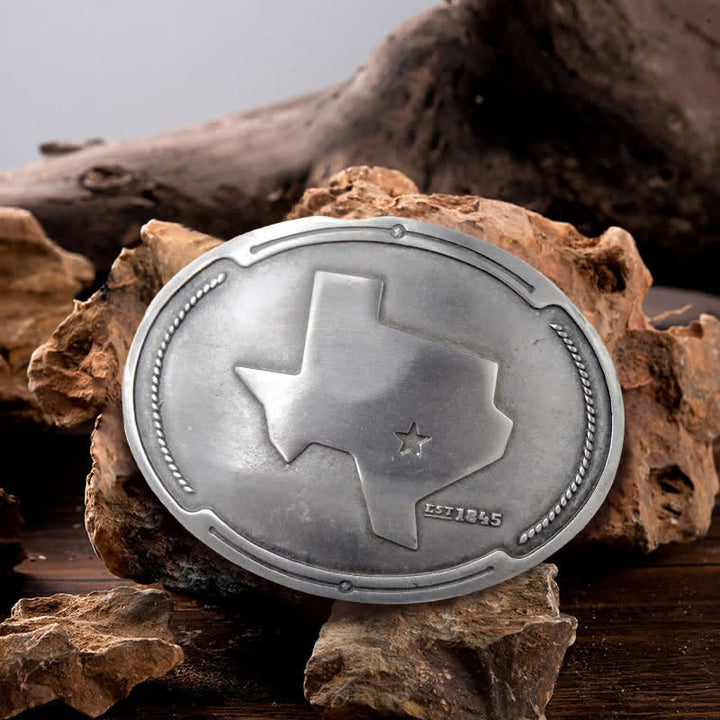 Cinturón de cuero con hebilla para hombre con diseño creativo de mapa del estado de Texas