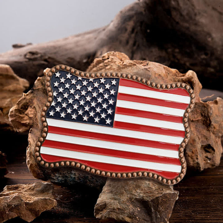 Cinturón de cuero con hebilla para billetera con diseño creativo de bandera estadounidense para hombre
