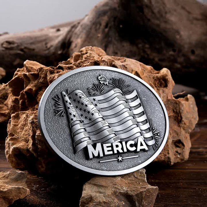Cinturón de cuero con hebilla estilo Texas con bandera de los nativos americanos para hombre
