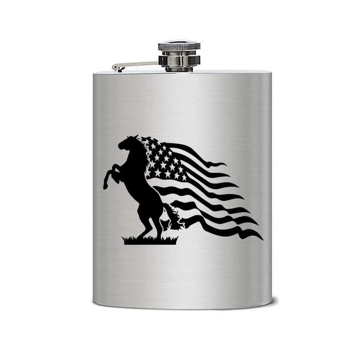Botella portátil de acero inoxidable con diseño de bandera de EE. UU. con diseño de láser de 2 a 10 oz