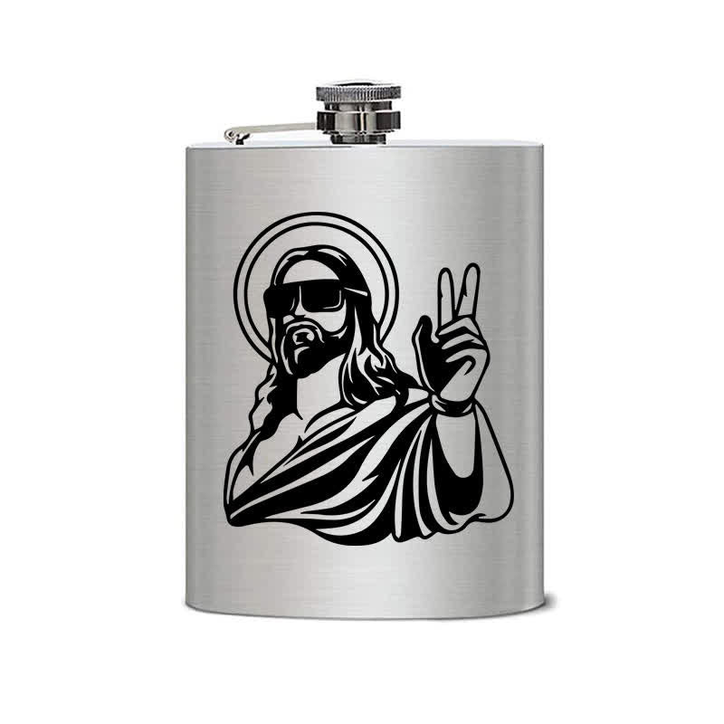 Botella portátil de acero inoxidable con diseño de láser de Jesús, de 2 a 10 oz