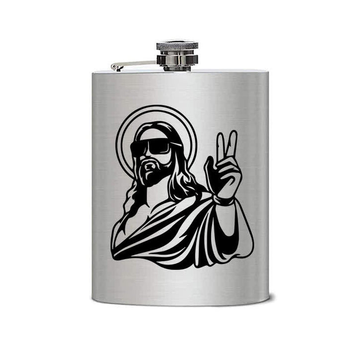 Botella portátil de acero inoxidable con diseño de láser de Jesús, de 2 a 10 oz