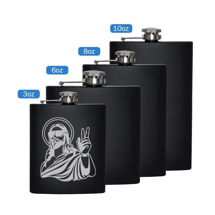 Botella portátil de acero inoxidable con diseño de láser de Jesús, de 2 a 10 oz