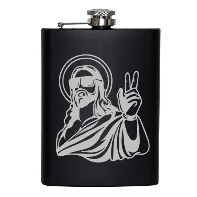 Botella portátil de acero inoxidable con diseño de láser de Jesús, de 2 a 10 oz