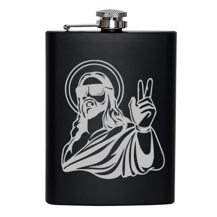 Botella portátil de acero inoxidable con diseño de láser de Jesús, de 2 a 10 oz