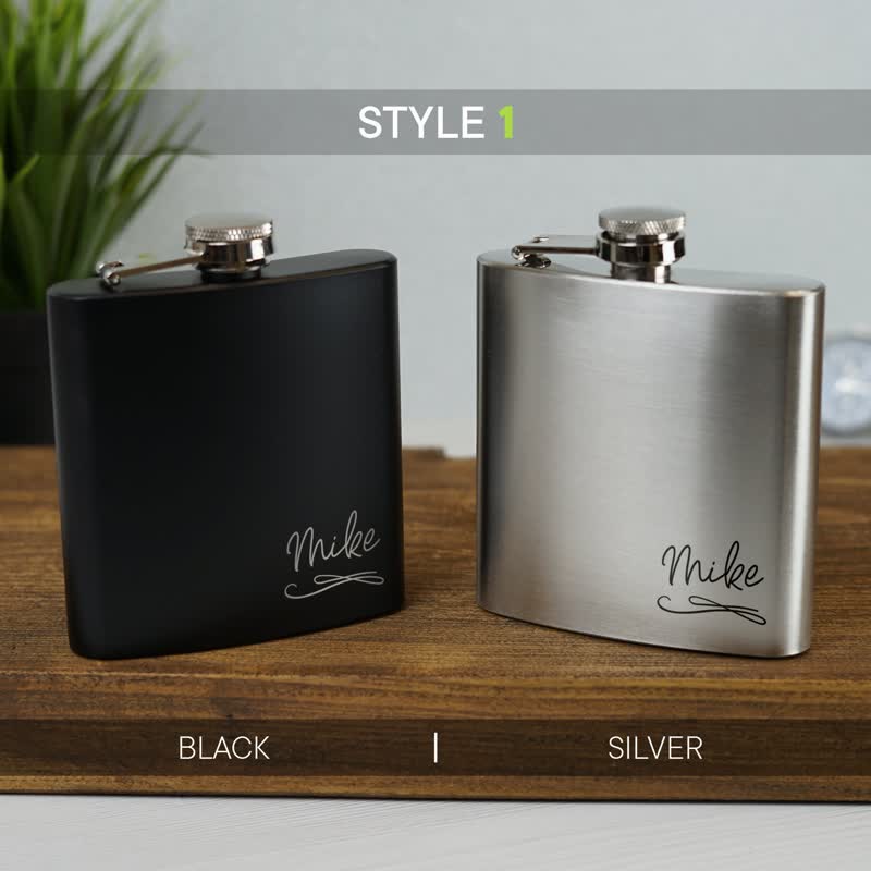 Botella portátil de acero inoxidable personalizada y grabada de 3 a 8 oz