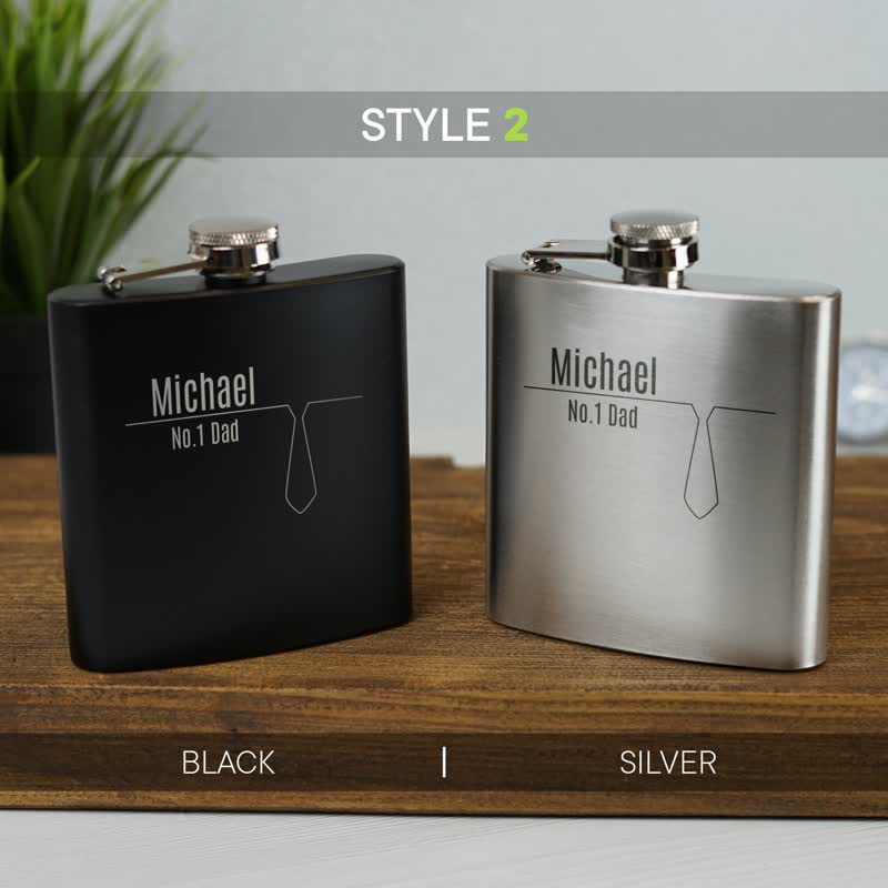 Botella portátil de acero inoxidable personalizada y grabada de 3 a 8 oz