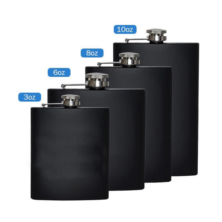 Botella portátil personalizada grabada en negro mate de 3 a 10 oz