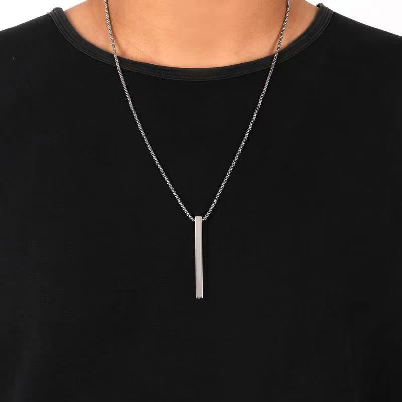 Collar con colgante rectangular de moda con aguja de acero portátil
