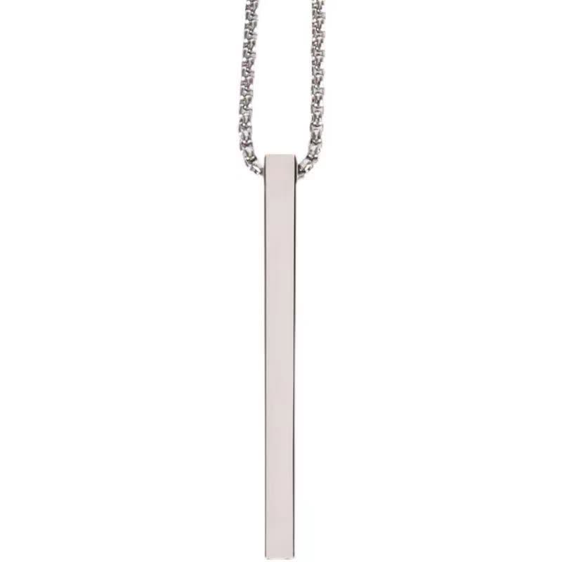 Collar con colgante rectangular de moda con aguja de acero portátil