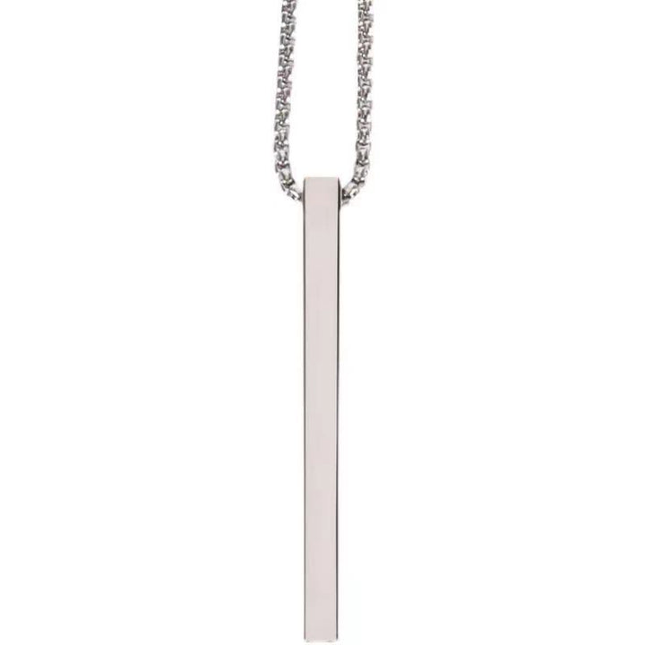 Collar con colgante rectangular de moda con aguja de acero portátil