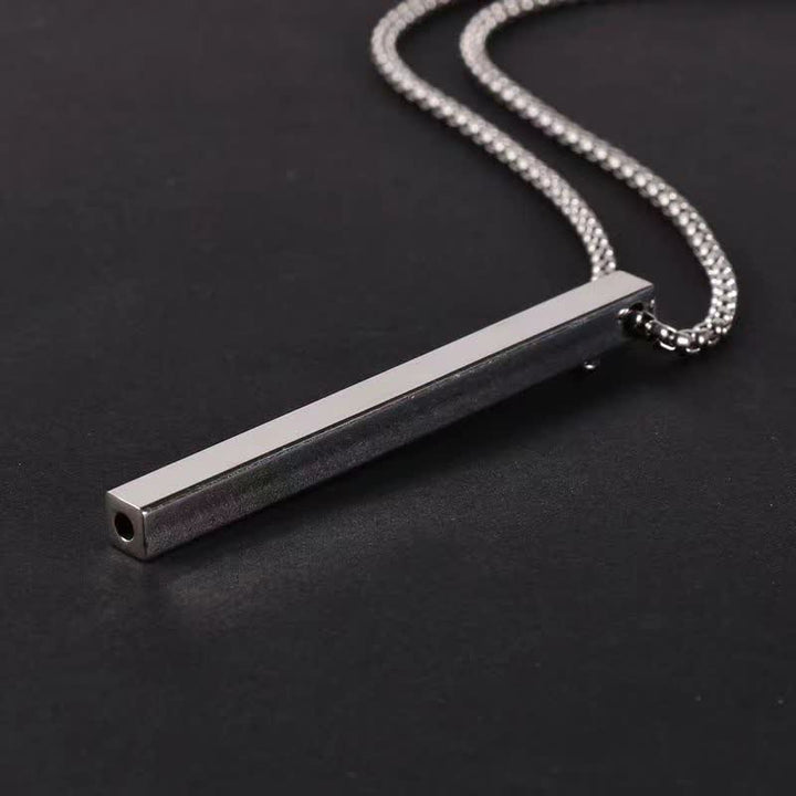 Collar con colgante rectangular de moda con aguja de acero portátil