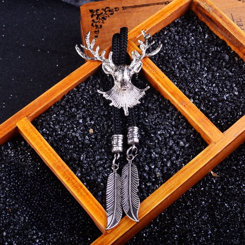 Juego de hebilla de cinturón con cuchillo oculto de ciervo, corbata de bolo, anillo de cabra fantasma
