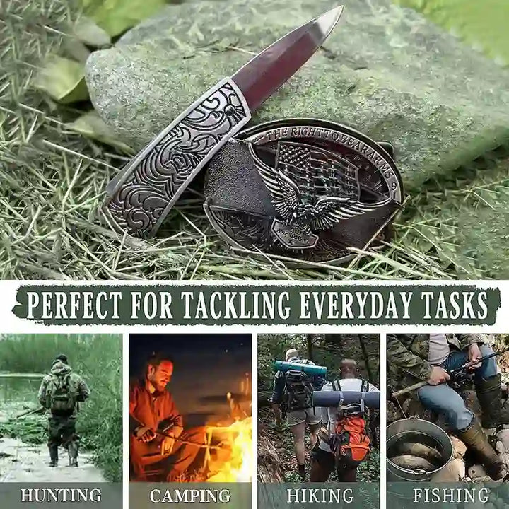 Juego de hebilla de cinturón con encendedor y anillo de toro con diseño de águila y bandera de EE. UU.