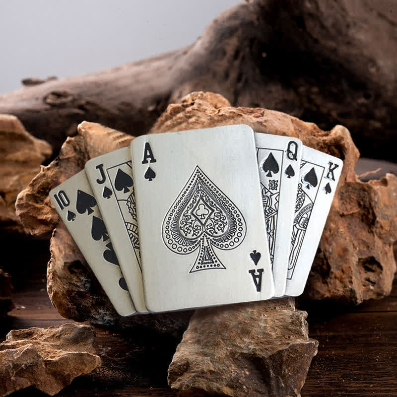 Juego de hebillas para cinturón con cuchillo oculto de Lucky Poker, hebilla para encendedor y anillo de toro