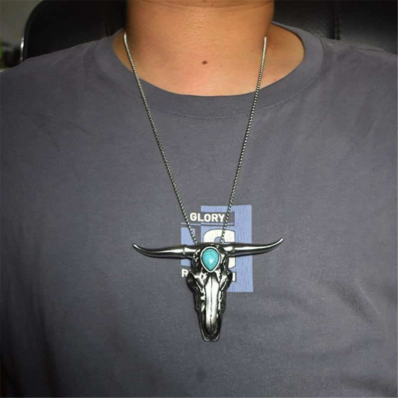 Hebilla de cinturón con colgante multifunción EDC con calavera de cuernos largos turquesa (PREVENTA) - image 5