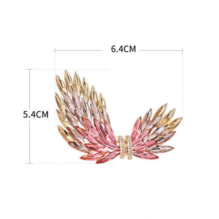 Broche de lujo elegante con alas de circonita brillante para mujer