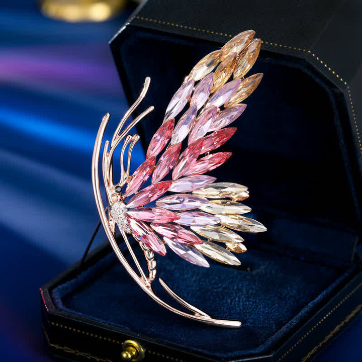 Broche de mariposa rosa con degradado deslumbrante para mujer