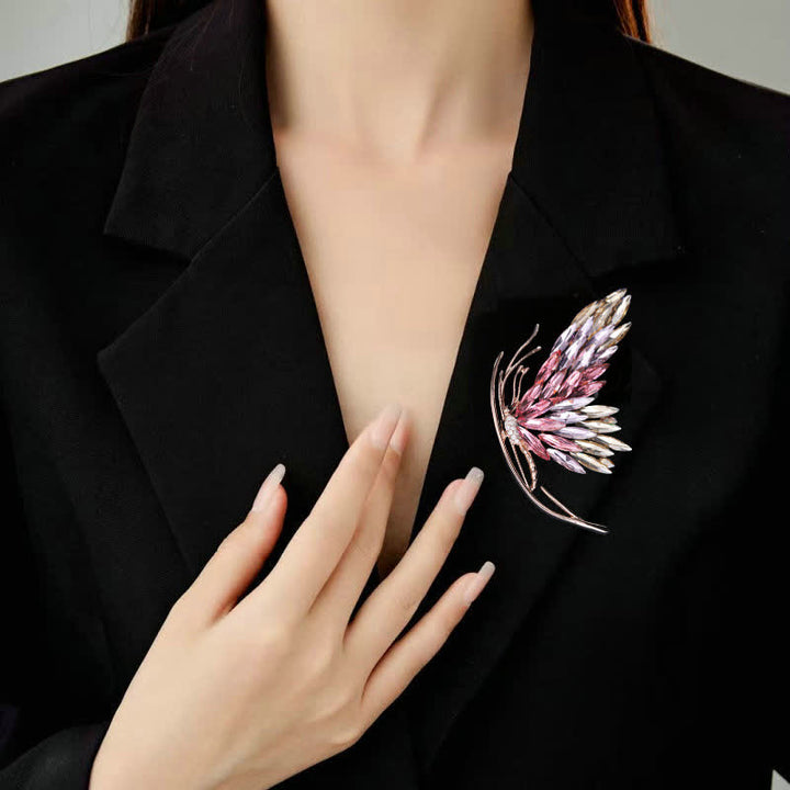 Broche de mariposa rosa con degradado deslumbrante para mujer