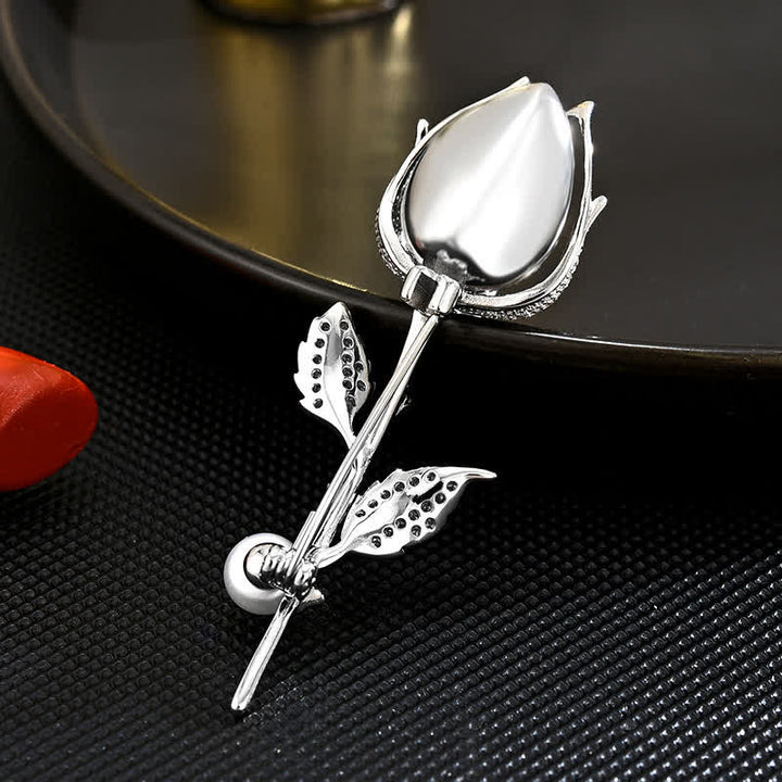 Broche elegante de tulipán azul con cristales creados para mujer