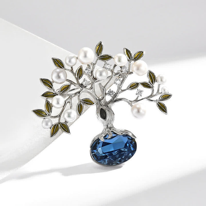 Broche elegante retro con forma de flor del árbol de la vida para mujer