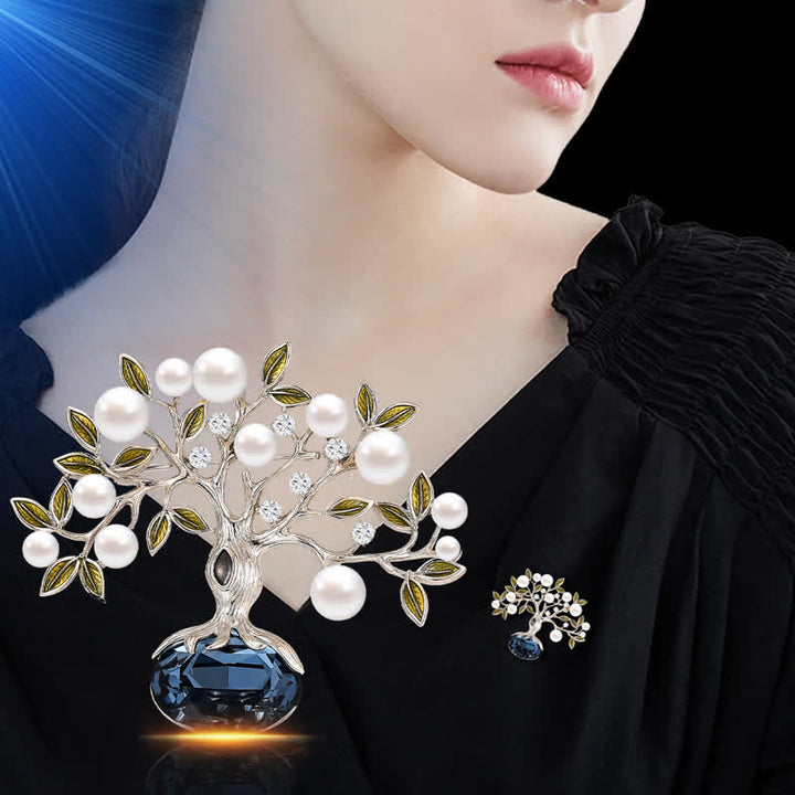 Broche elegante retro con forma de flor del árbol de la vida para mujer