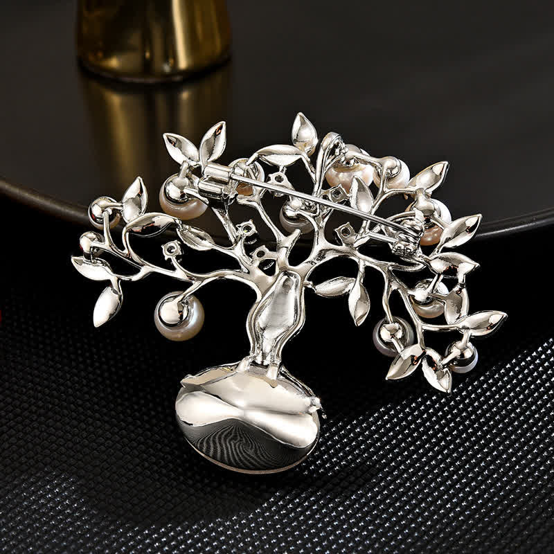 Broche elegante retro con forma de flor del árbol de la vida para mujer
