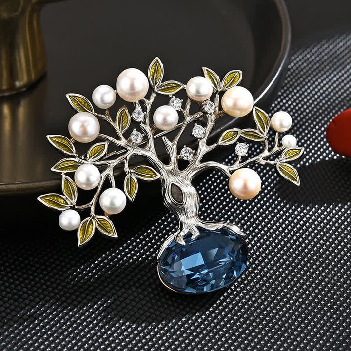 Broche elegante retro con forma de flor del árbol de la vida para mujer