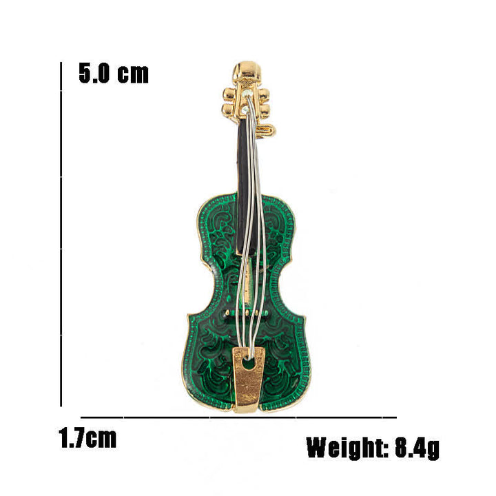 Broche de esmalte con forma de violín musical creativo para mujer.