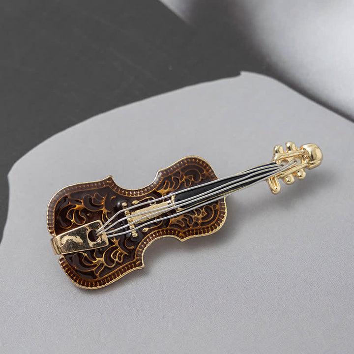 Broche de esmalte con forma de violín musical creativo para mujer.