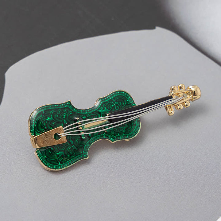 Broche de esmalte con forma de violín musical creativo para mujer.
