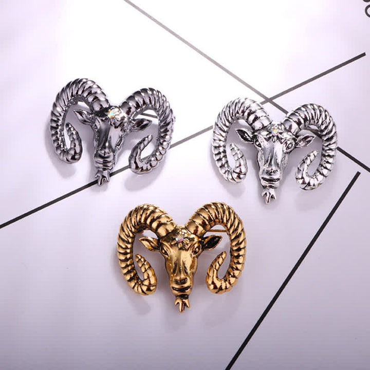 Broche con forma de cabeza de carnero para hombre