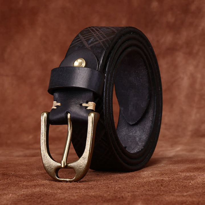 Cinturón de cuero grueso con relieve de diamantes personalizado