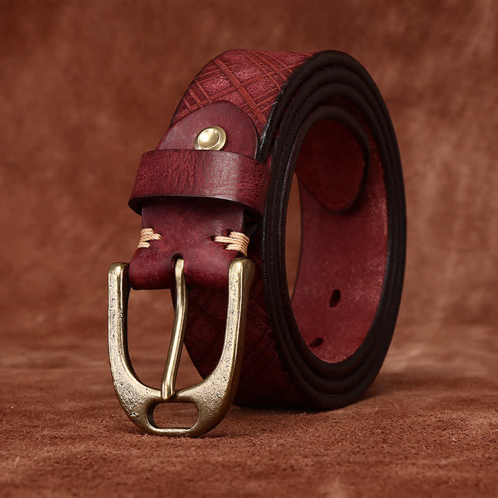 Cinturón de cuero grueso con relieve de diamantes personalizado
