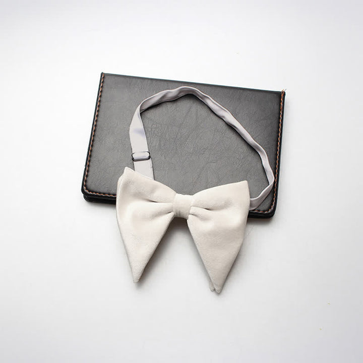 Pajarita de boda de terciopelo de gran tamaño y punta para hombre
