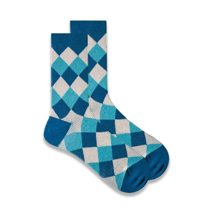 Calcetines de algodón con estampado de rombos y arte divertido