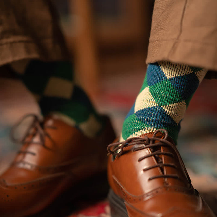 Calcetines de algodón con estampado de rombos y arte divertido