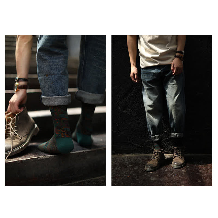 Calcetines de algodón de colores combinados de estilo informal.