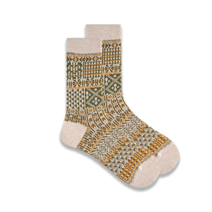 Calcetines de algodón con estampado de líneas de diamantes de colores a la moda