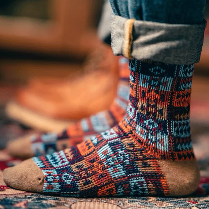 Calcetines de algodón con estampado tribal étnico vintage