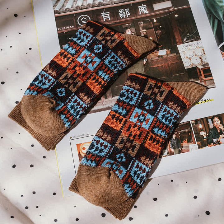 Calcetines de algodón con estampado tribal étnico vintage