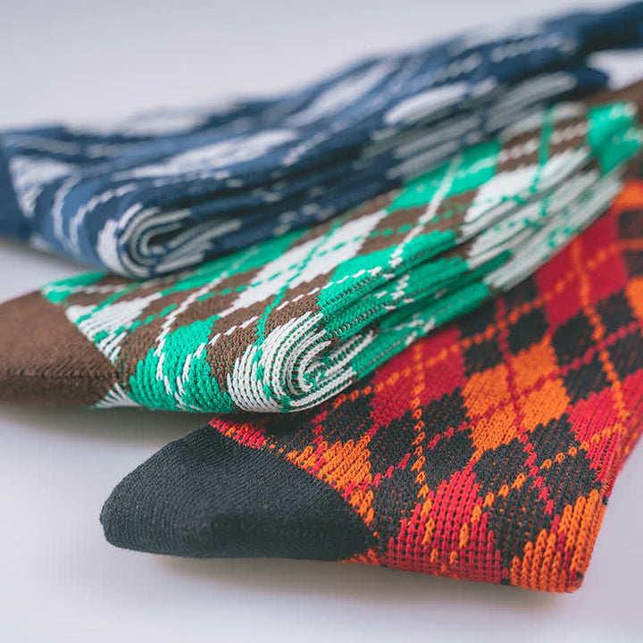Calcetines de algodón cómodos con estampado de cuadros novedosos