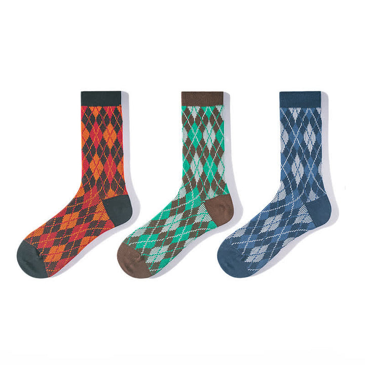 Calcetines de algodón cómodos con estampado de cuadros novedosos